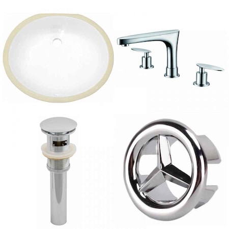 AMERICAN IMAGINATIONS 19.5" W CUPC Oval Undermount Sink Set In White, Chrome Hardware, Overflow Drain Incl. AI-25991